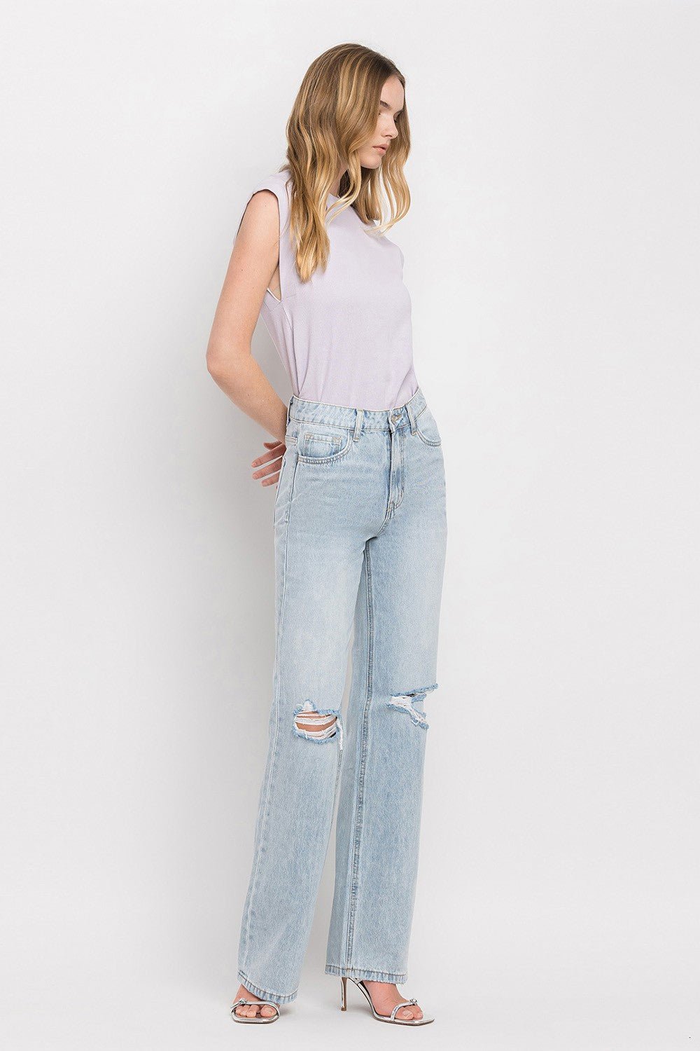 Light Wash 90'S Vintage Super High Rise Flare JeansJeansVervet by Flying Monkey