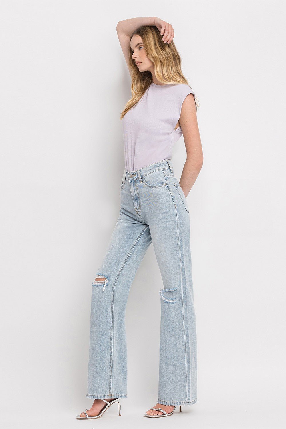 Light Wash 90'S Vintage Super High Rise Flare JeansJeansVervet by Flying Monkey