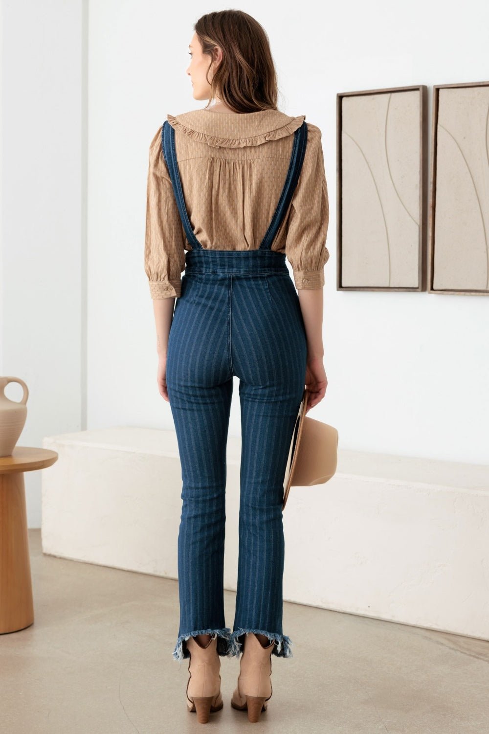 LITZ LADark Denim Pinstripe Suspender Overalls