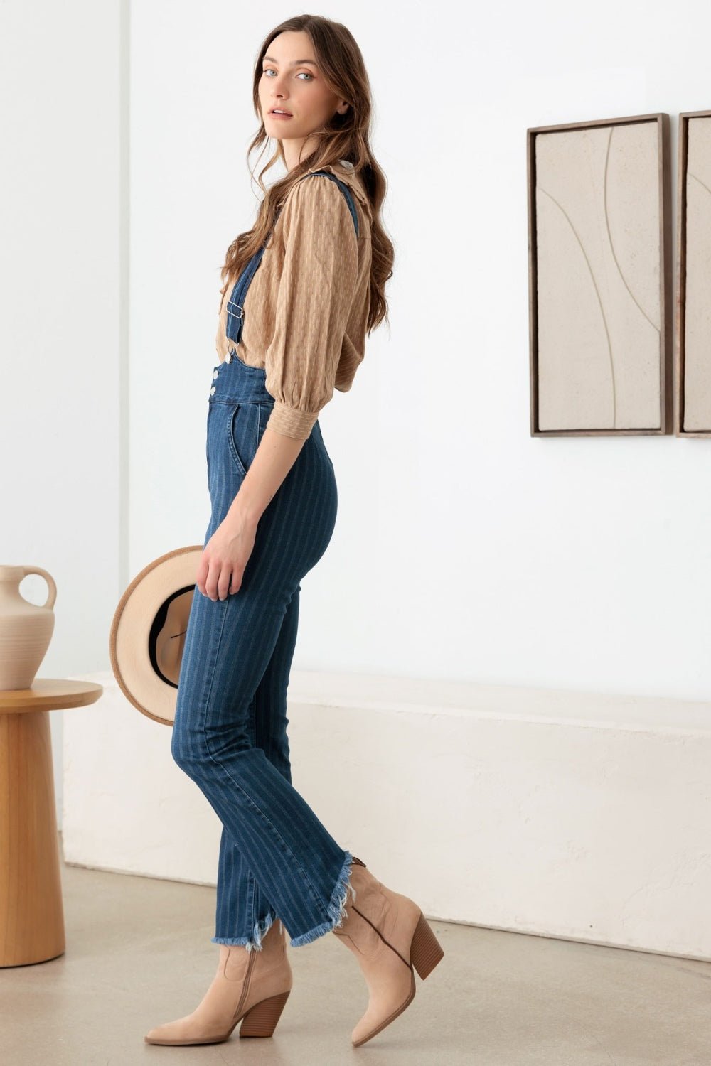 LITZ LADark Denim Pinstripe Suspender Overalls