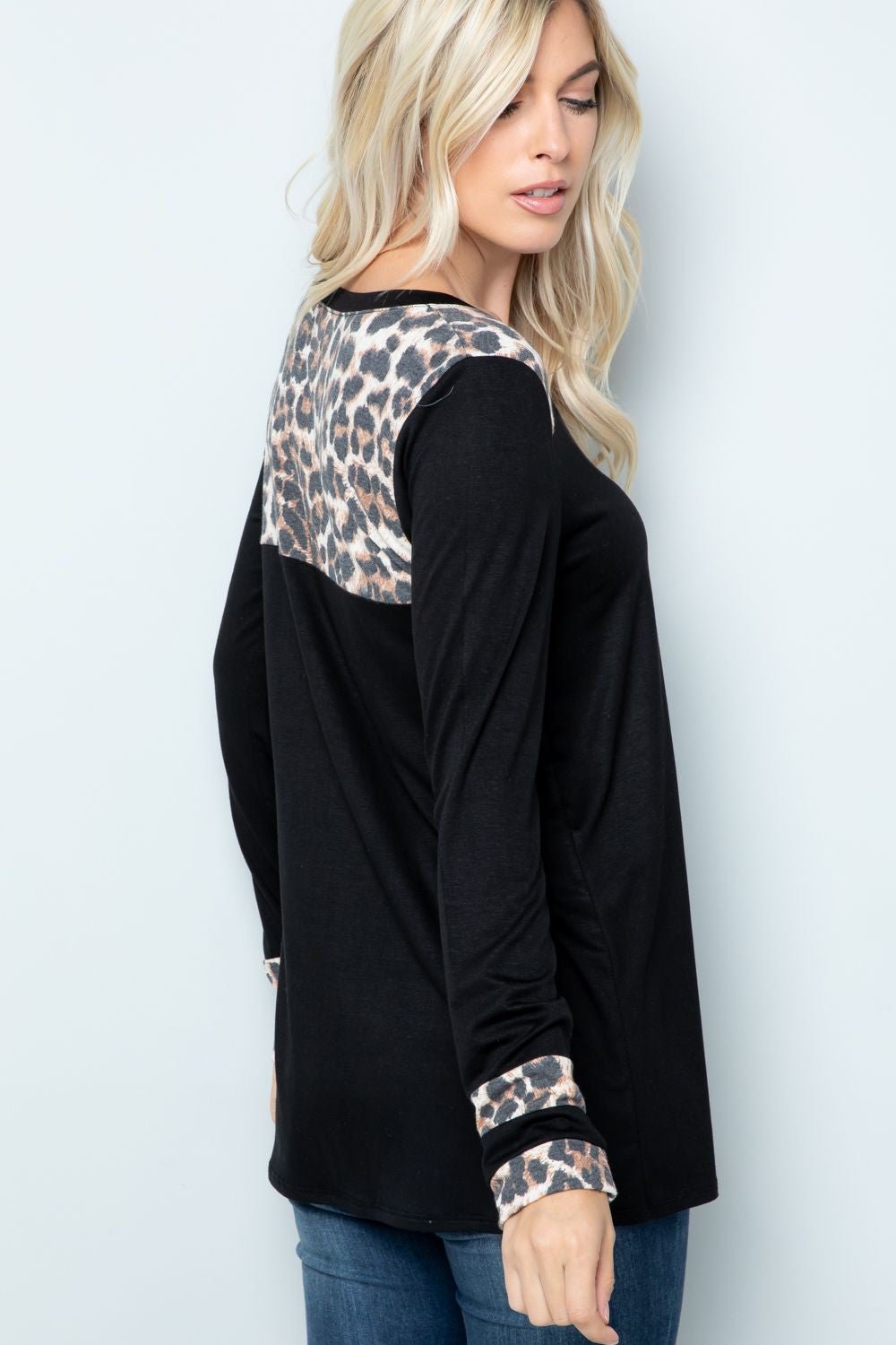 Long Sleeve Leopard Tunic T-Shirt in BlackT-ShirtCeleste Design