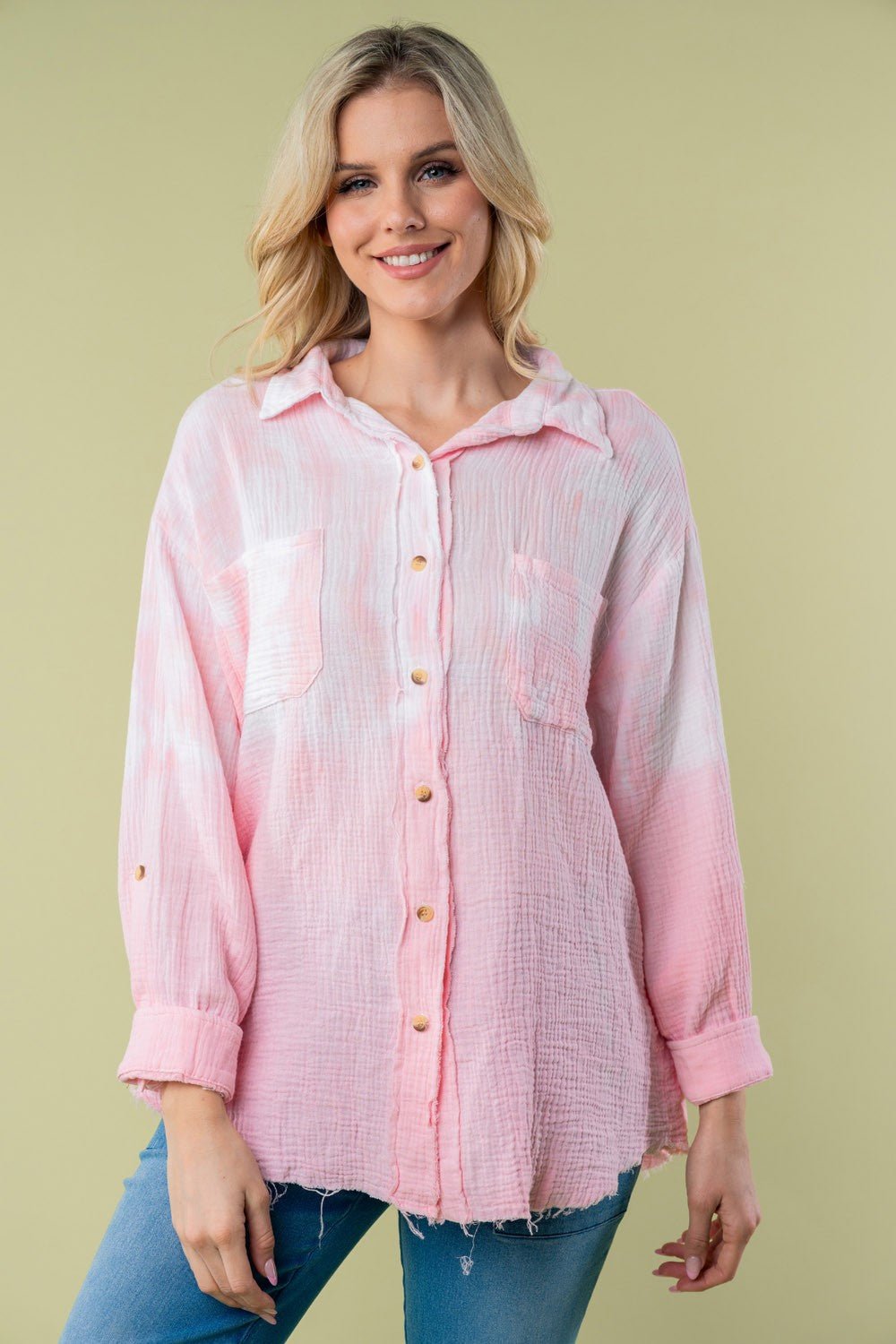 Long Sleeve Tie Dye Shirt in PinkShirtWhite Birch