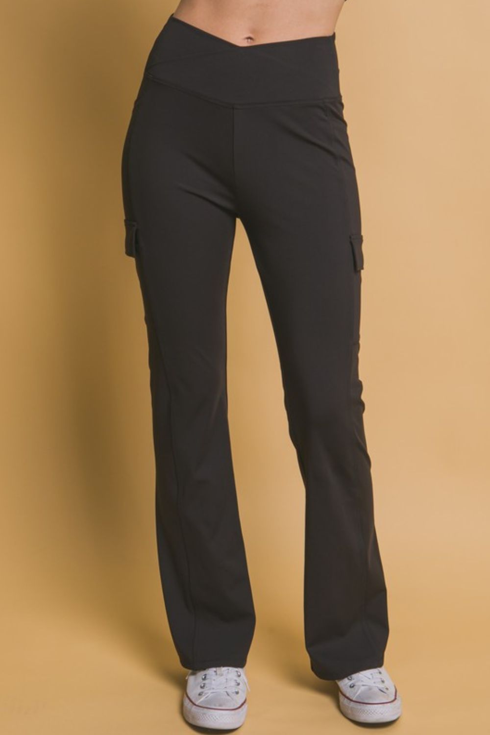 Love Tree - Black Flared Cargo Leggings