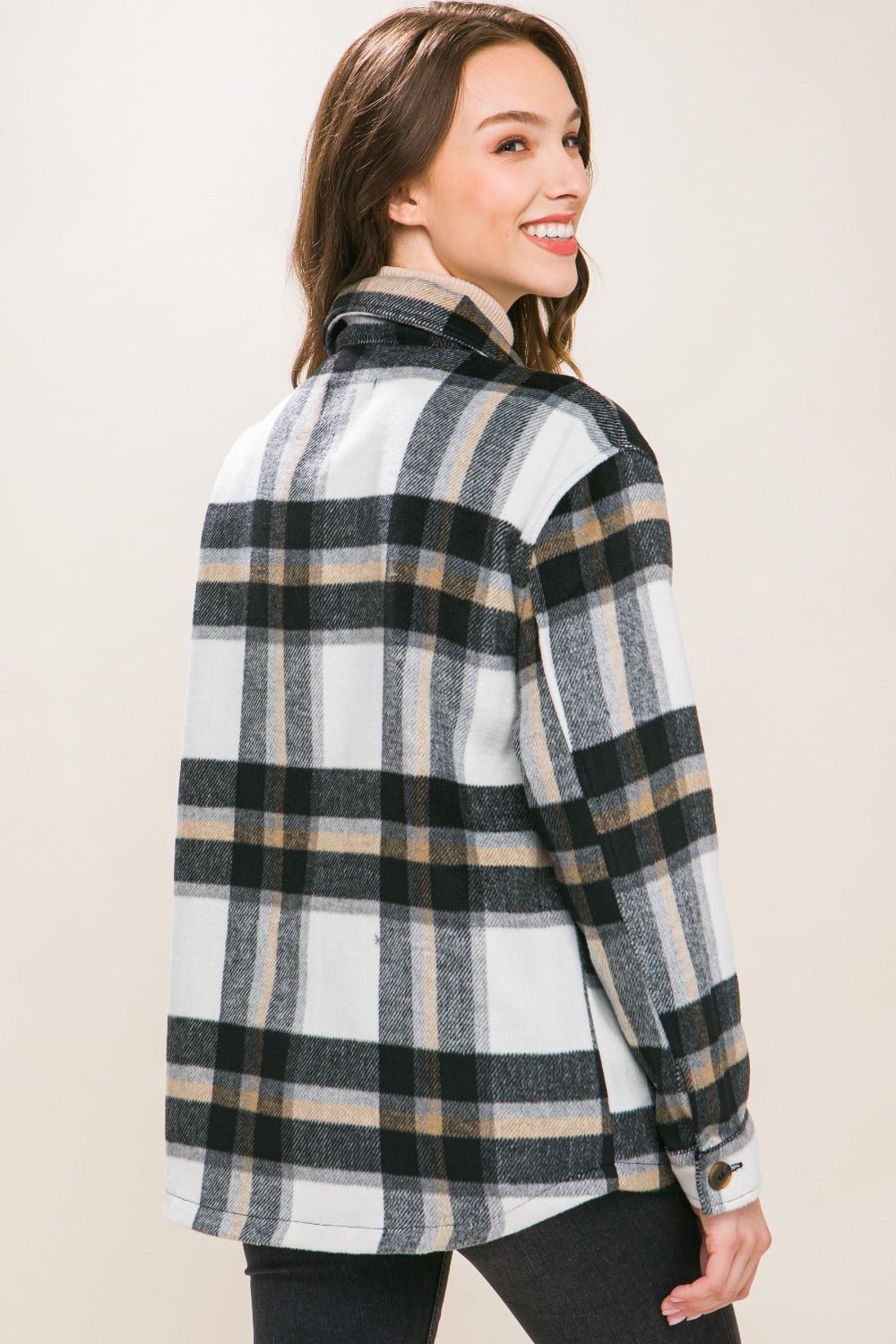 Love Tree - Black Plaid Button Up Shacket