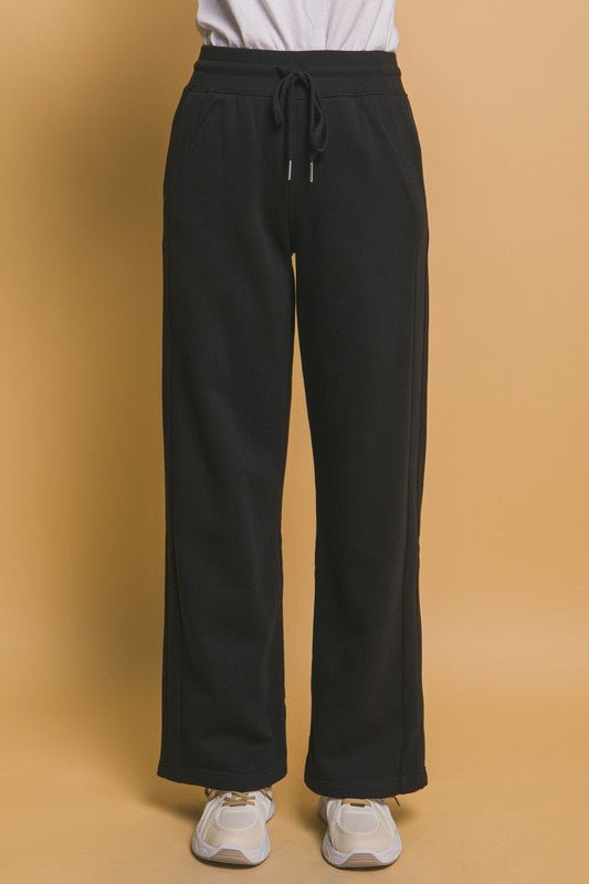 Love Tree - Black Wide Leg Sweatpants with Pockets