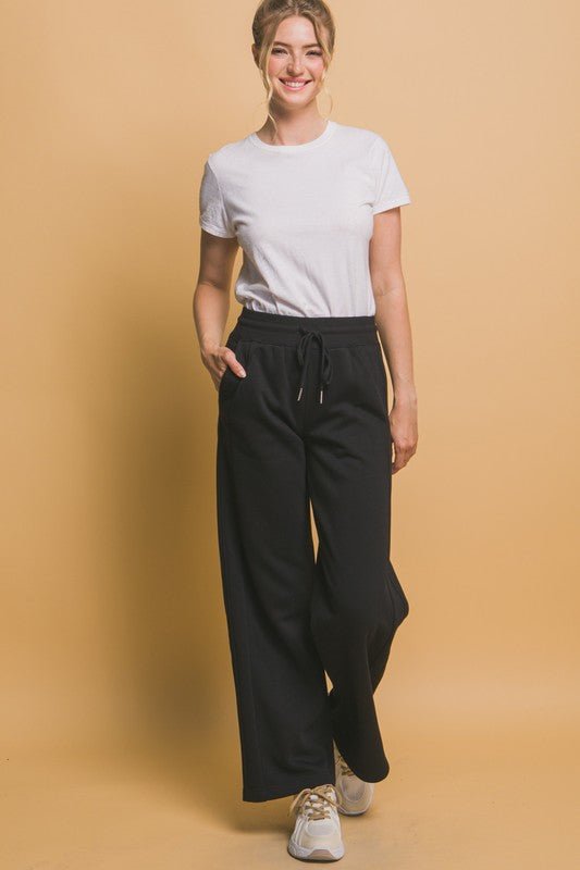 Love Tree - Black Wide Leg Sweatpants with Pockets