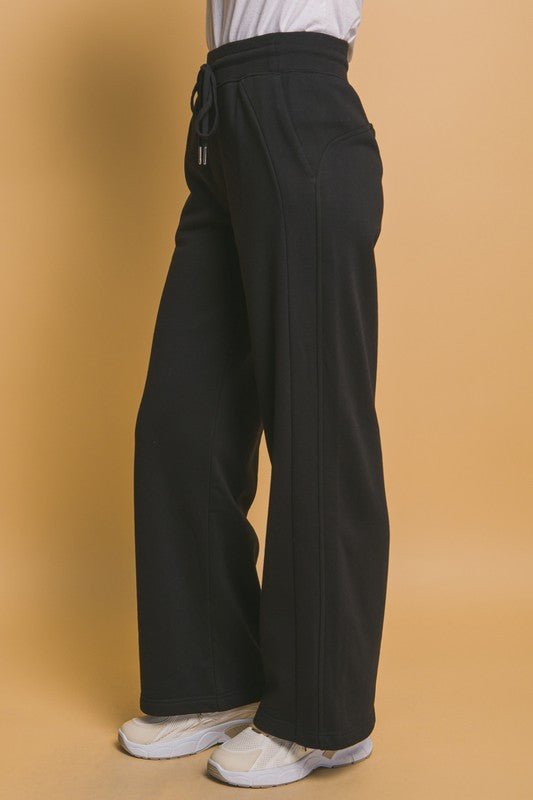 Love Tree - Black Wide Leg Sweatpants with Pockets