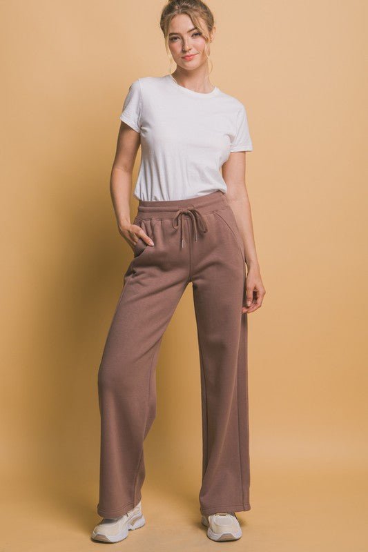 Love Tree - Brown Wide Leg Sweatpants with Pockets