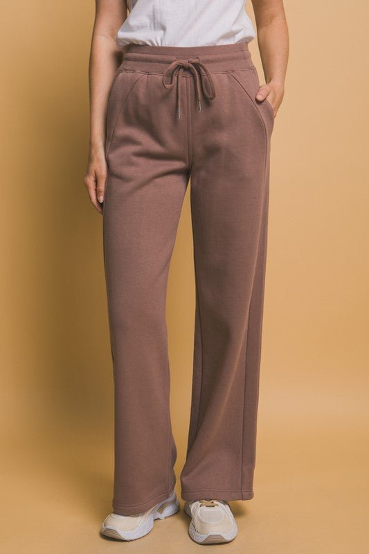 Love Tree - Brown Wide Leg Sweatpants with Pockets