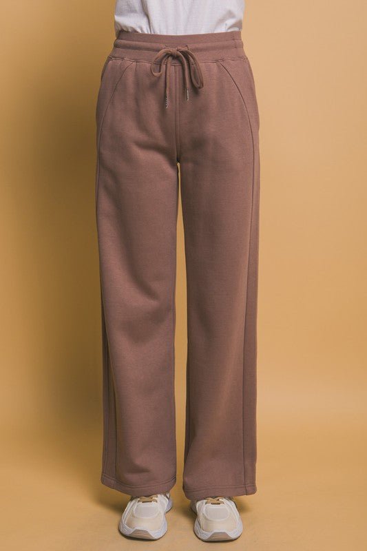 Love Tree - Brown Wide Leg Sweatpants with Pockets