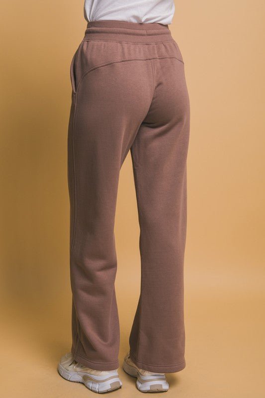 Love Tree - Brown Wide Leg Sweatpants with Pockets