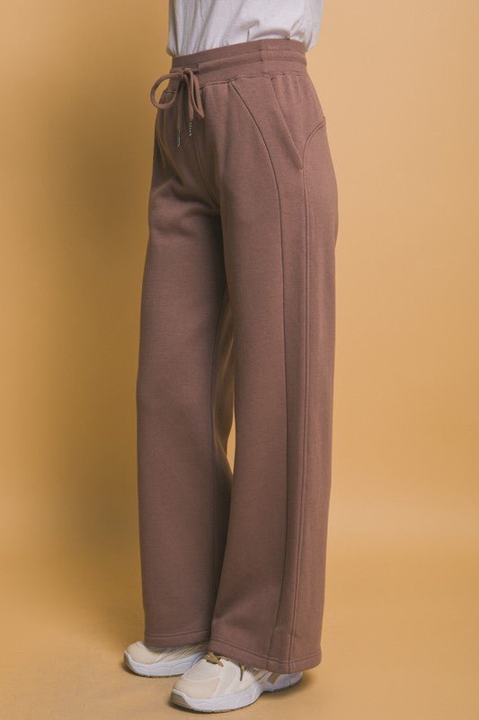 Love Tree - Brown Wide Leg Sweatpants with Pockets