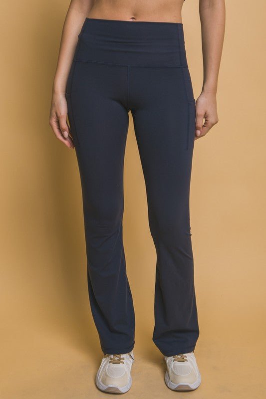 Love Tree - High Waist Flare Leggings with Pockets in Eclipse