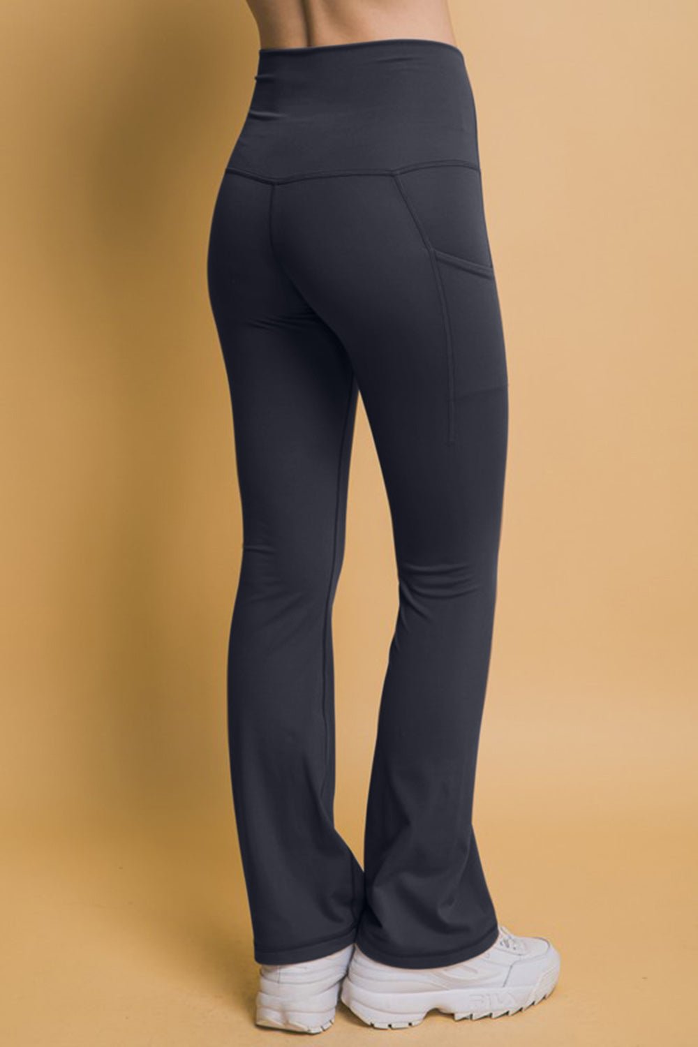 Love Tree - High Waist Flare Leggings with Pockets in Eclipse