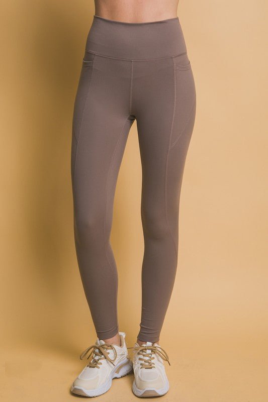 Love Tree - High Waist Leggings with Side Pockets in Taupe