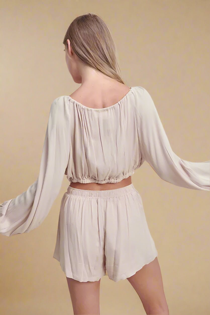 Mable - Blush Sand Drawstring Shorts Set