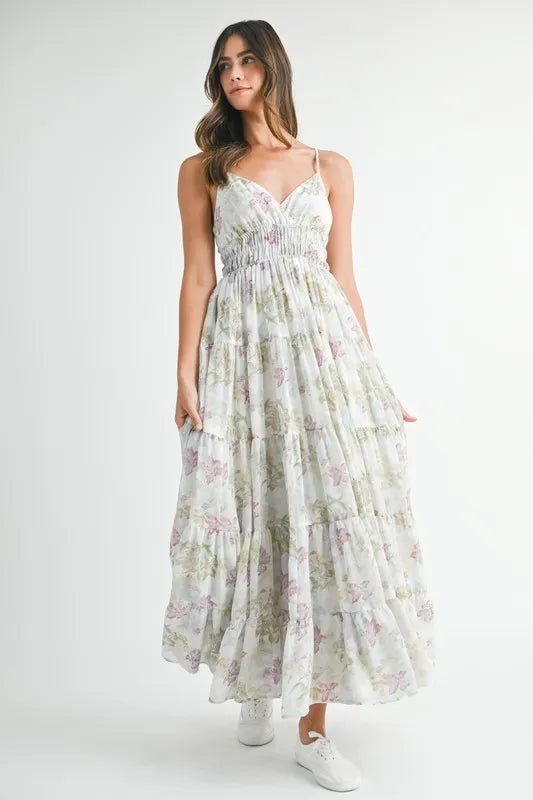 Mable - Ivory Floral Tiered Maxi Dress