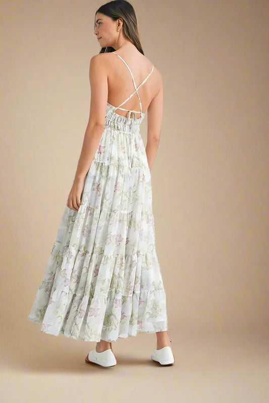 Mable - Ivory Floral Tiered Maxi Dress