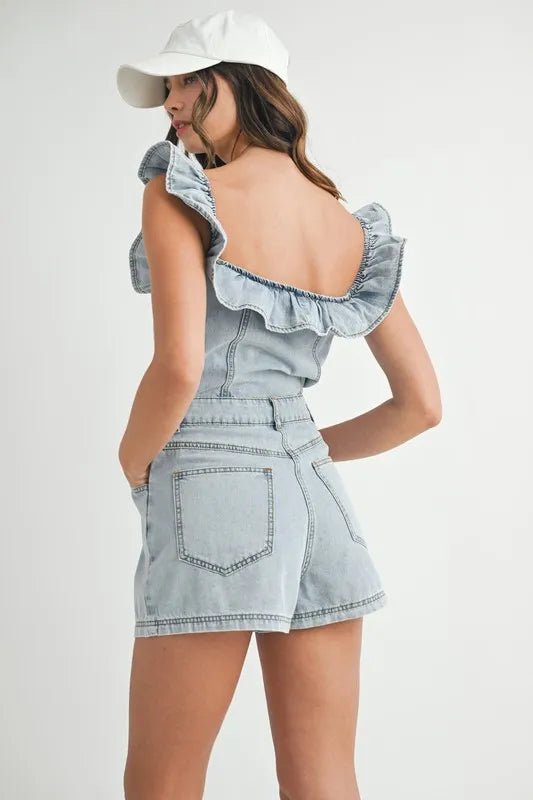 Mable - Light Wash Off - Shoulder Denim Romper
