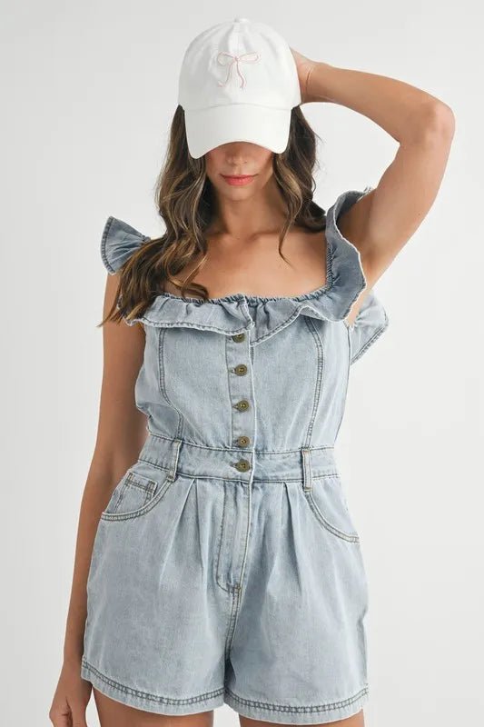 Mable - Light Wash Off - Shoulder Denim Romper
