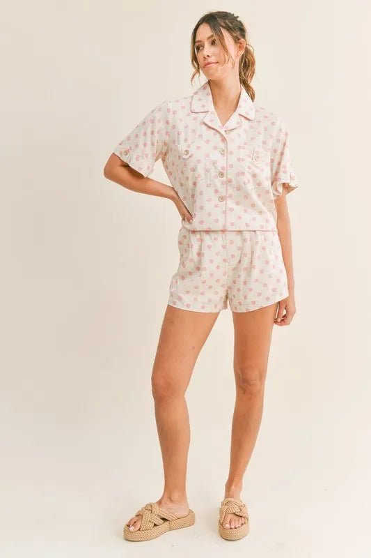 Mable - Pink Dot Pajama Set