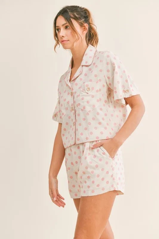 Mable - Pink Dot Pajama Set
