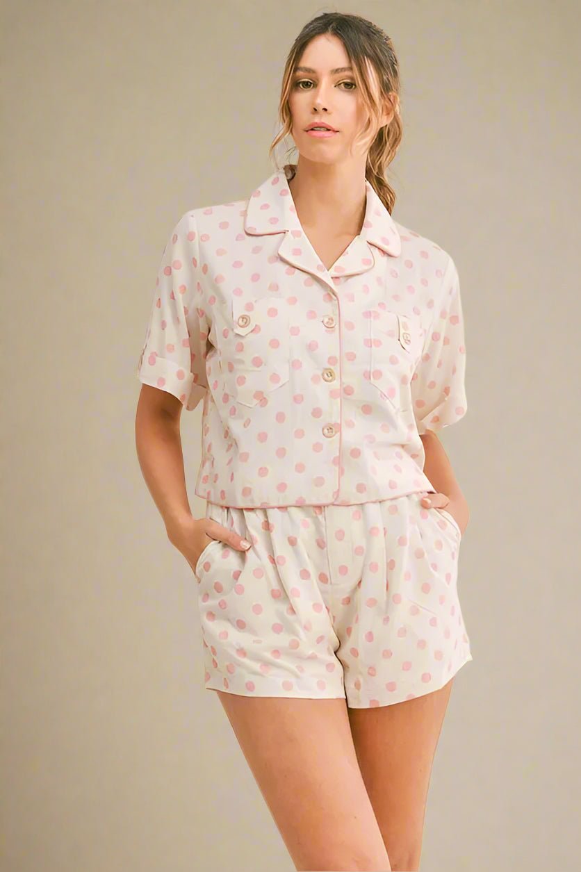 Mable - Pink Dot Pajama Set