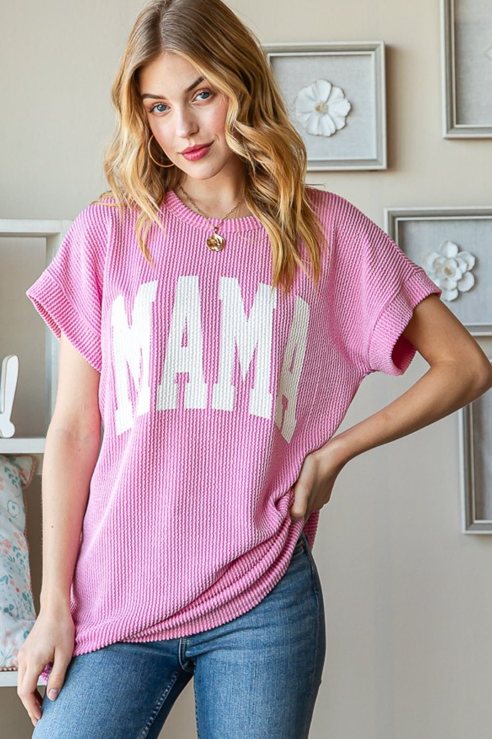 Mama Graphic Short Sleeve T-Shirt in PinkT-ShirtHeimish