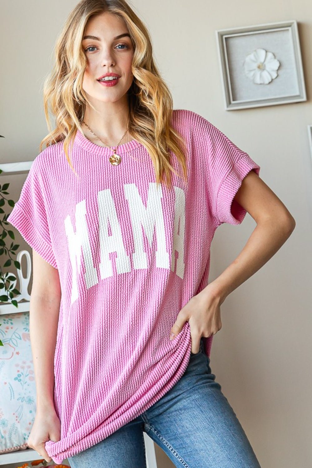 Mama Graphic Short Sleeve T-Shirt in PinkT-ShirtHeimish