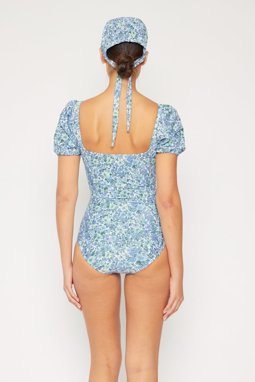 Marina West Swim - Ditsy Floral Puff Sleeve One - Piece Swimsuit in Blue