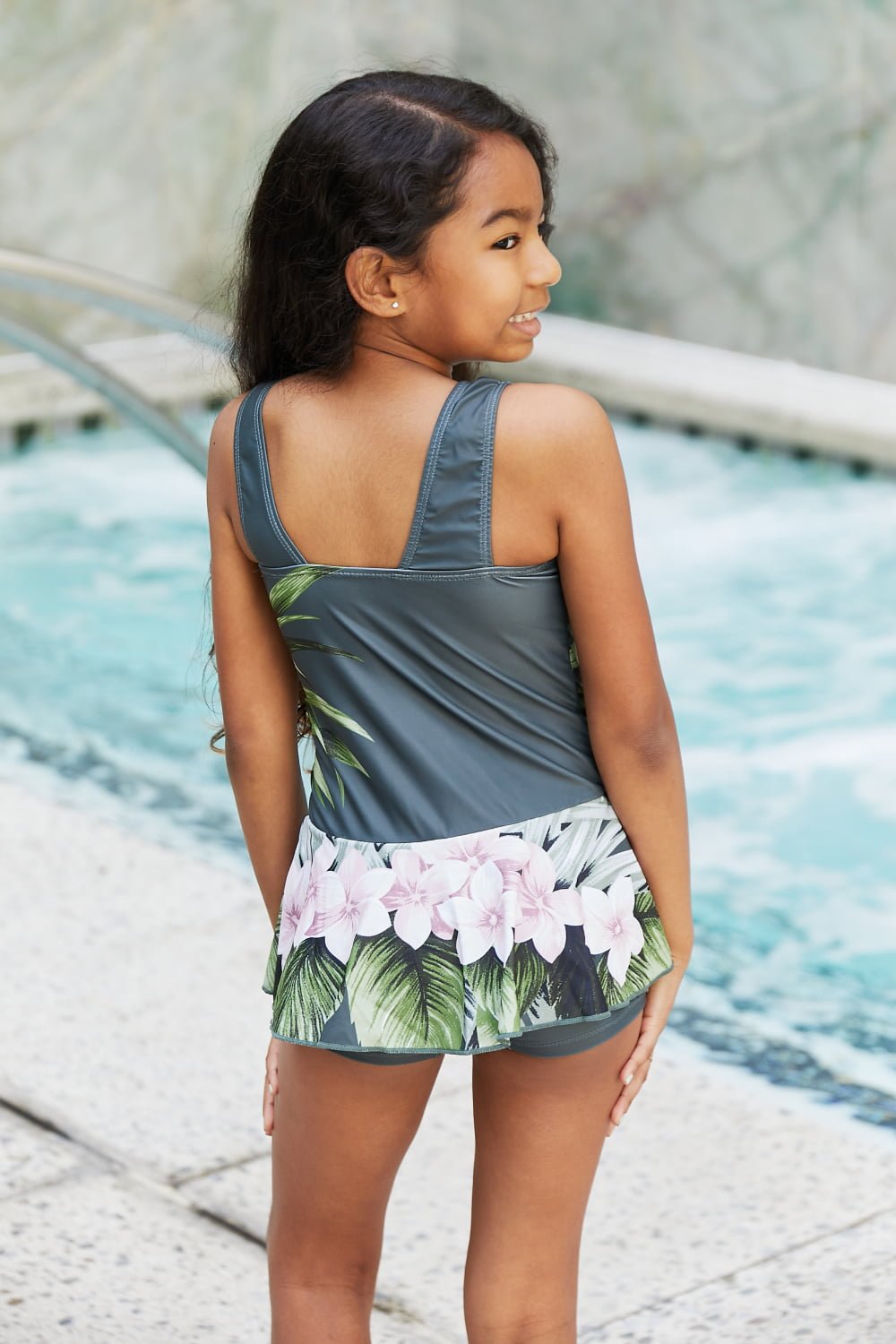 Marina West Swim - Girl's One - Piece Swim Dress in Aloha Forest