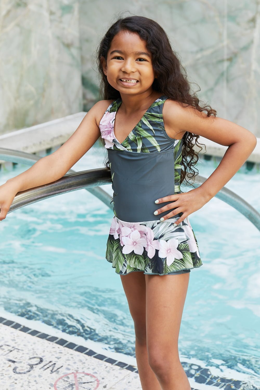 Marina West Swim - Girl's One - Piece Swim Dress in Aloha Forest