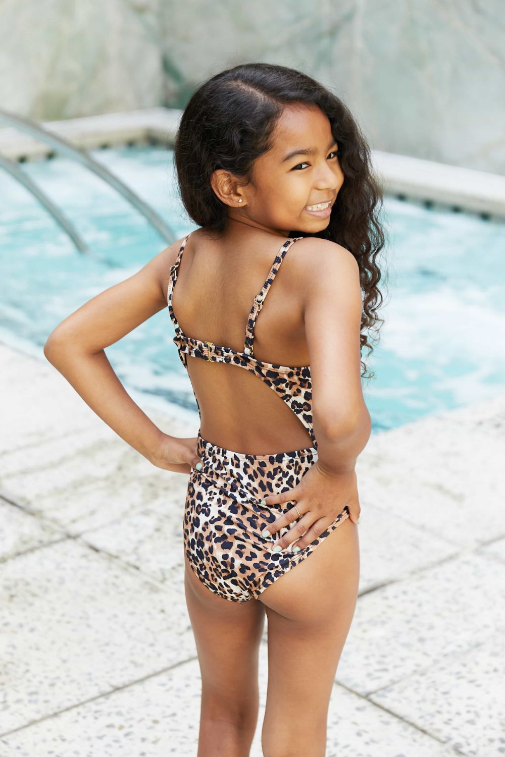 Marina West Swim - Leopard Print Cutout Girl's One - Piece Swimsuit