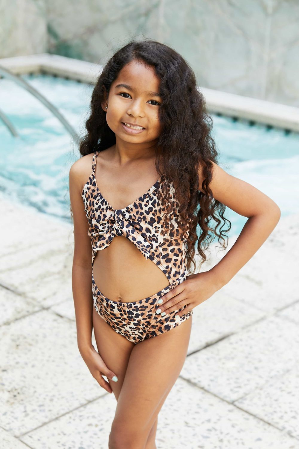 Marina West Swim - Leopard Print Cutout Girl's One - Piece Swimsuit