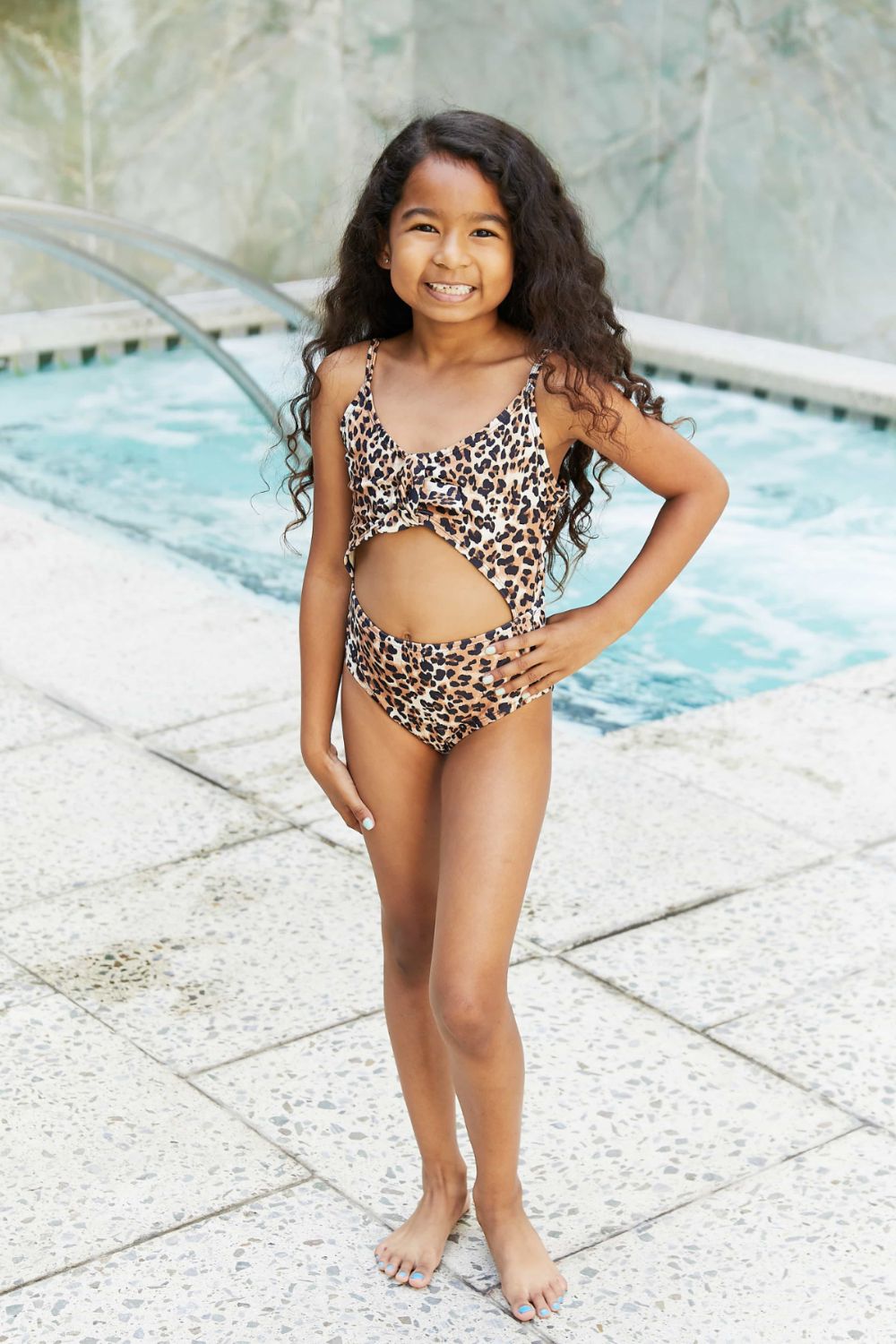 Marina West Swim - Leopard Print Cutout Girl's One - Piece Swimsuit