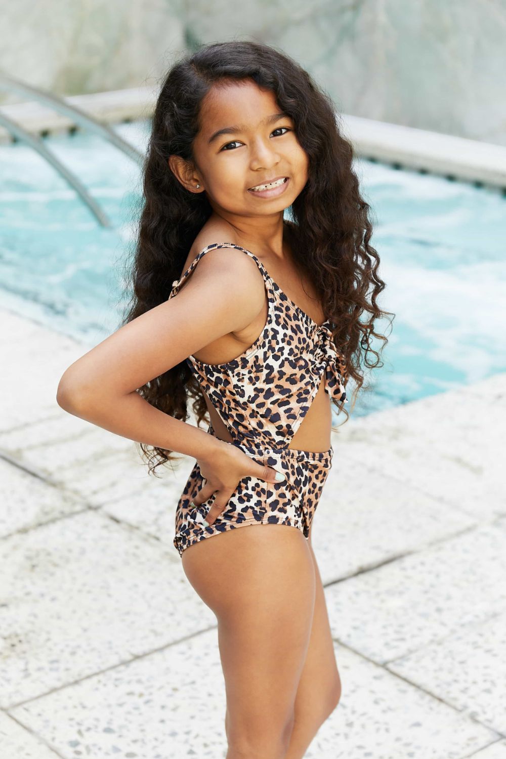 Marina West Swim - Leopard Print Cutout Girl's One - Piece Swimsuit