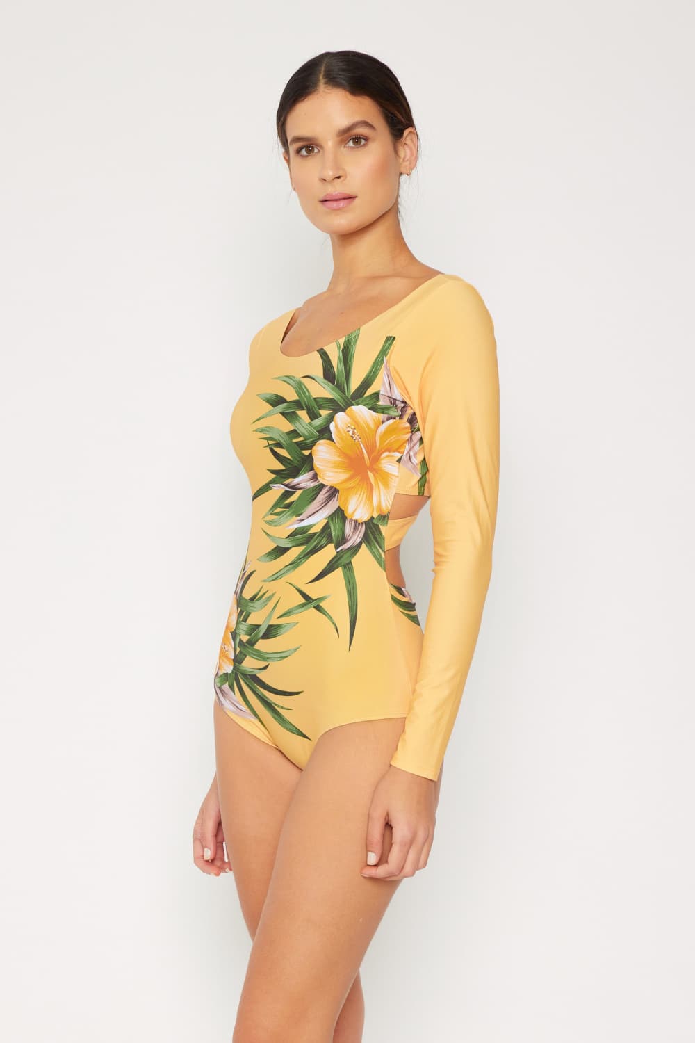 Marina West Swim - Long Sleeve One - Piece Swimsuit in Light Yellow