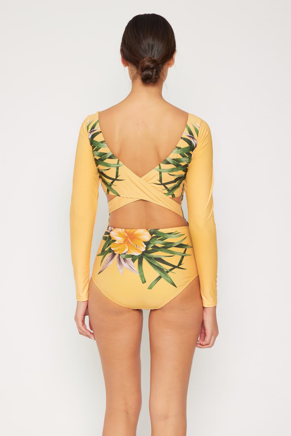 Marina West Swim - Long Sleeve One - Piece Swimsuit in Light Yellow