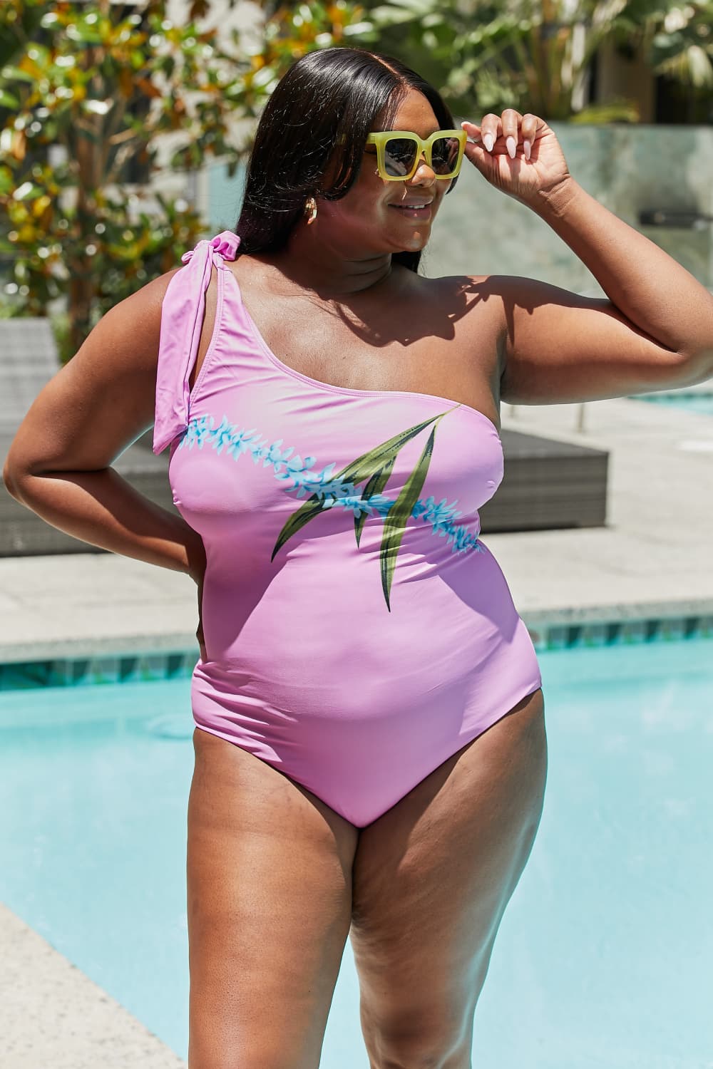 Marina West Swim - One Shoulder One - Piece Swimsuit in Pink