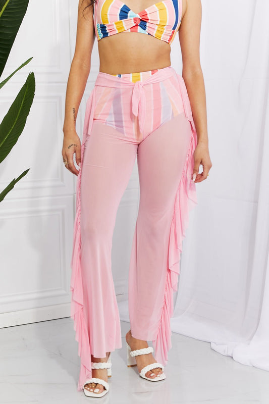 Marina West SwimMesh Ruffle Cover - Up Pants in Blush Pink