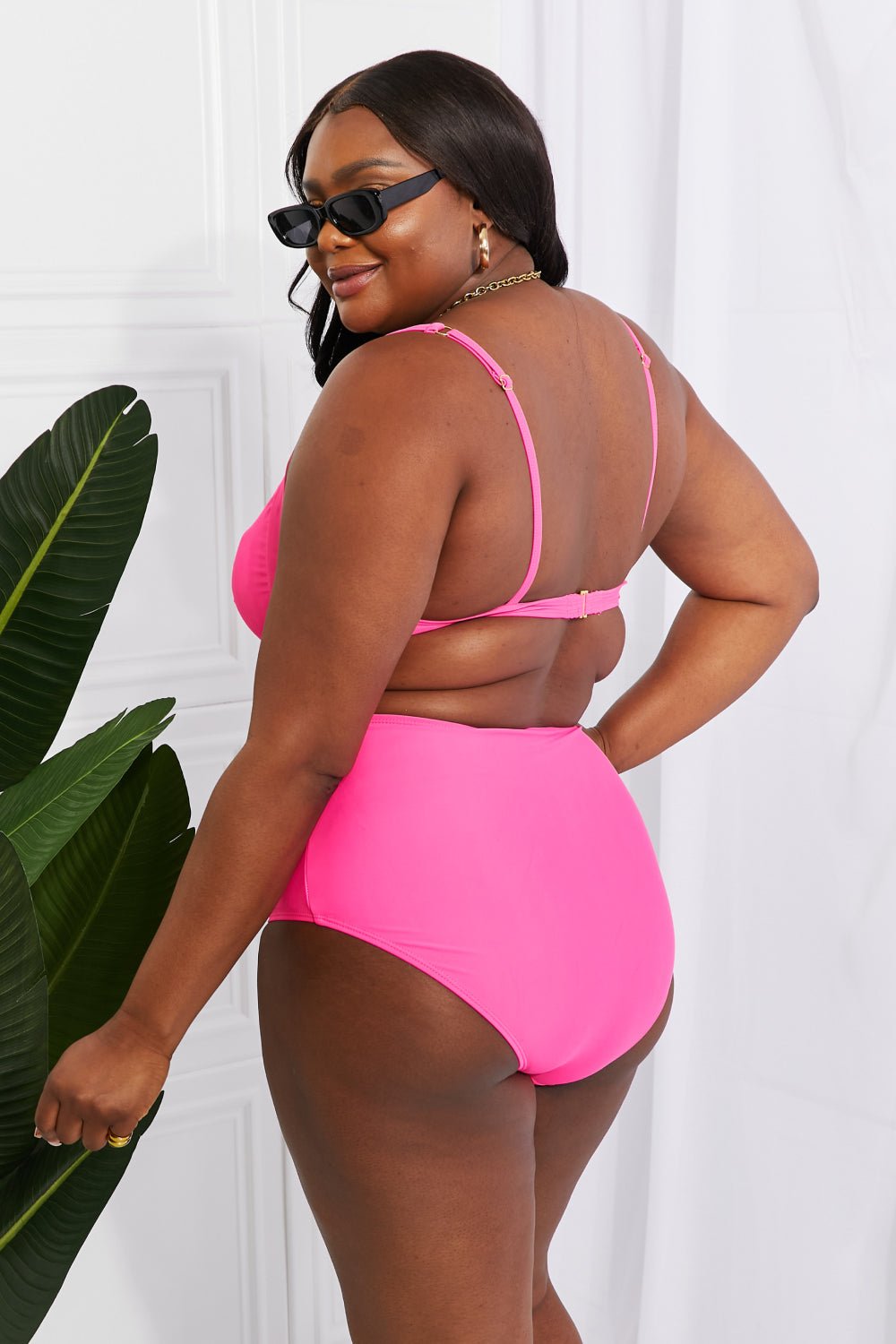 Marina West SwimTwisted High - Rise Bikini in Hot Pink