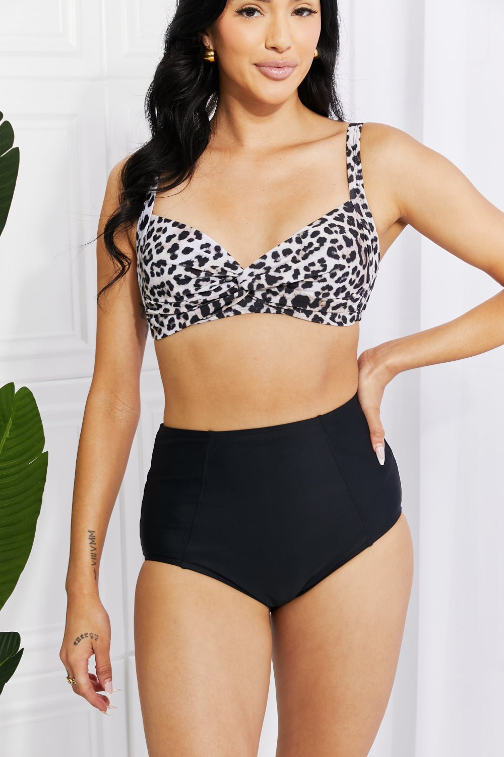 Marina West SwimTwisted Leopard Print High - Rise Bikini