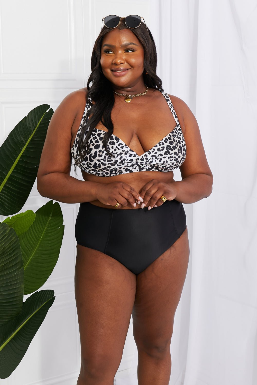 Marina West SwimTwisted Leopard Print High - Rise Bikini