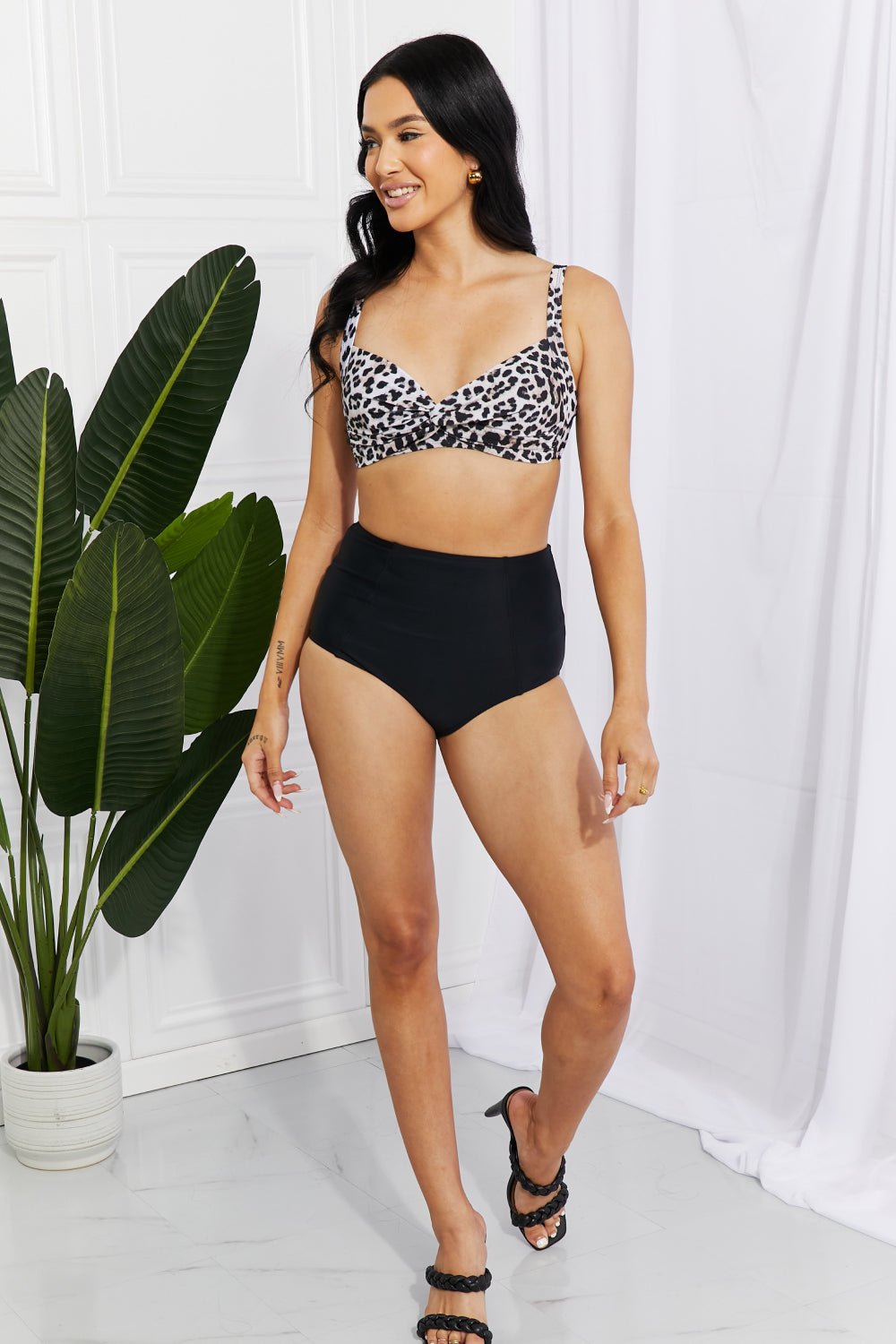 Marina West SwimTwisted Leopard Print High - Rise Bikini