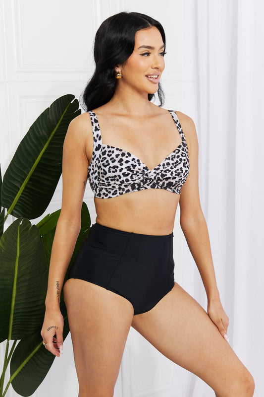 Marina West SwimTwisted Leopard Print High - Rise Bikini