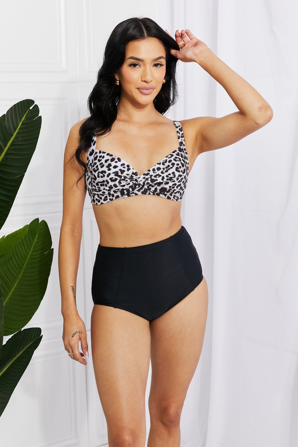 Marina West SwimTwisted Leopard Print High - Rise Bikini