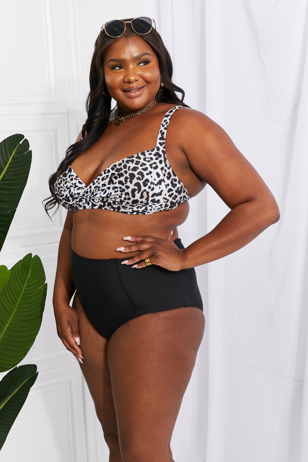 Marina West SwimTwisted Leopard Print High - Rise Bikini