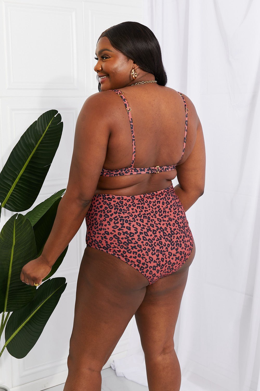 Marina West SwimTwisted Leopard Print High - Rise Bikini in Caramel