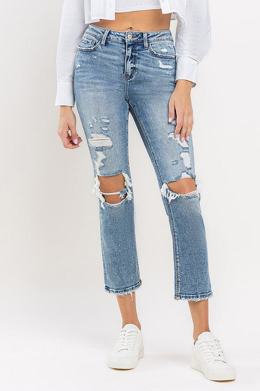 Medium Wash High Rise Slim Fit Straight Leg JeansJeansLovervet