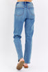 Jean droit taille haute à délavage moyen